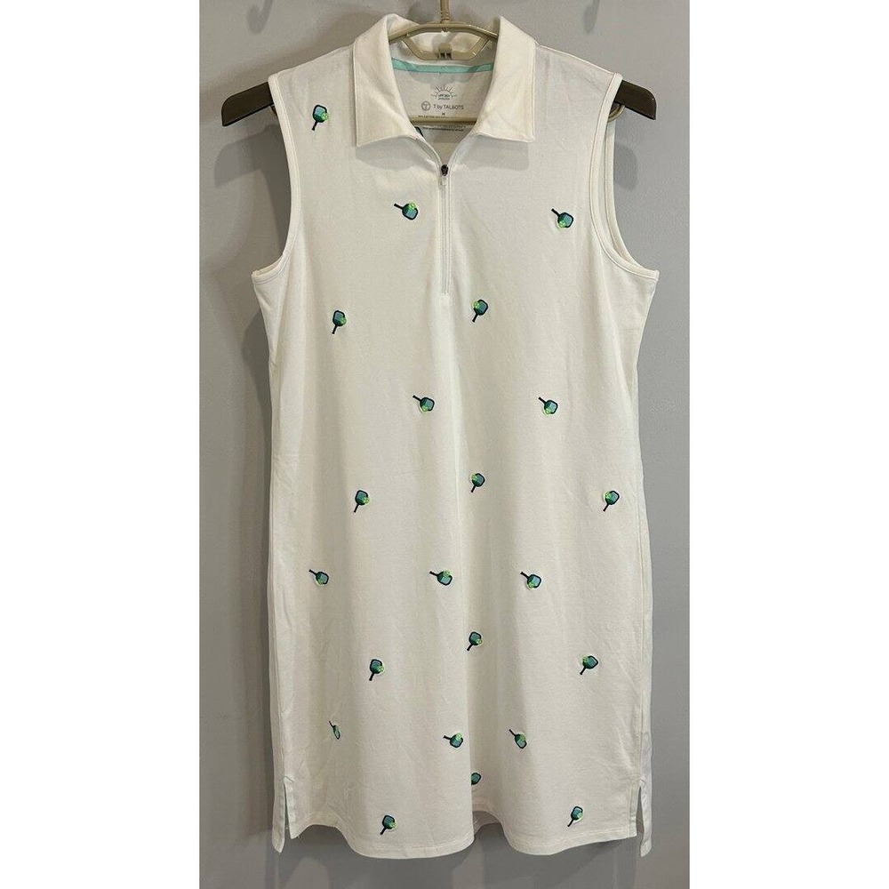 T by Talbots UPF 50+ Protection Pickleball Embroidered Dress Polo Pique Cotton M